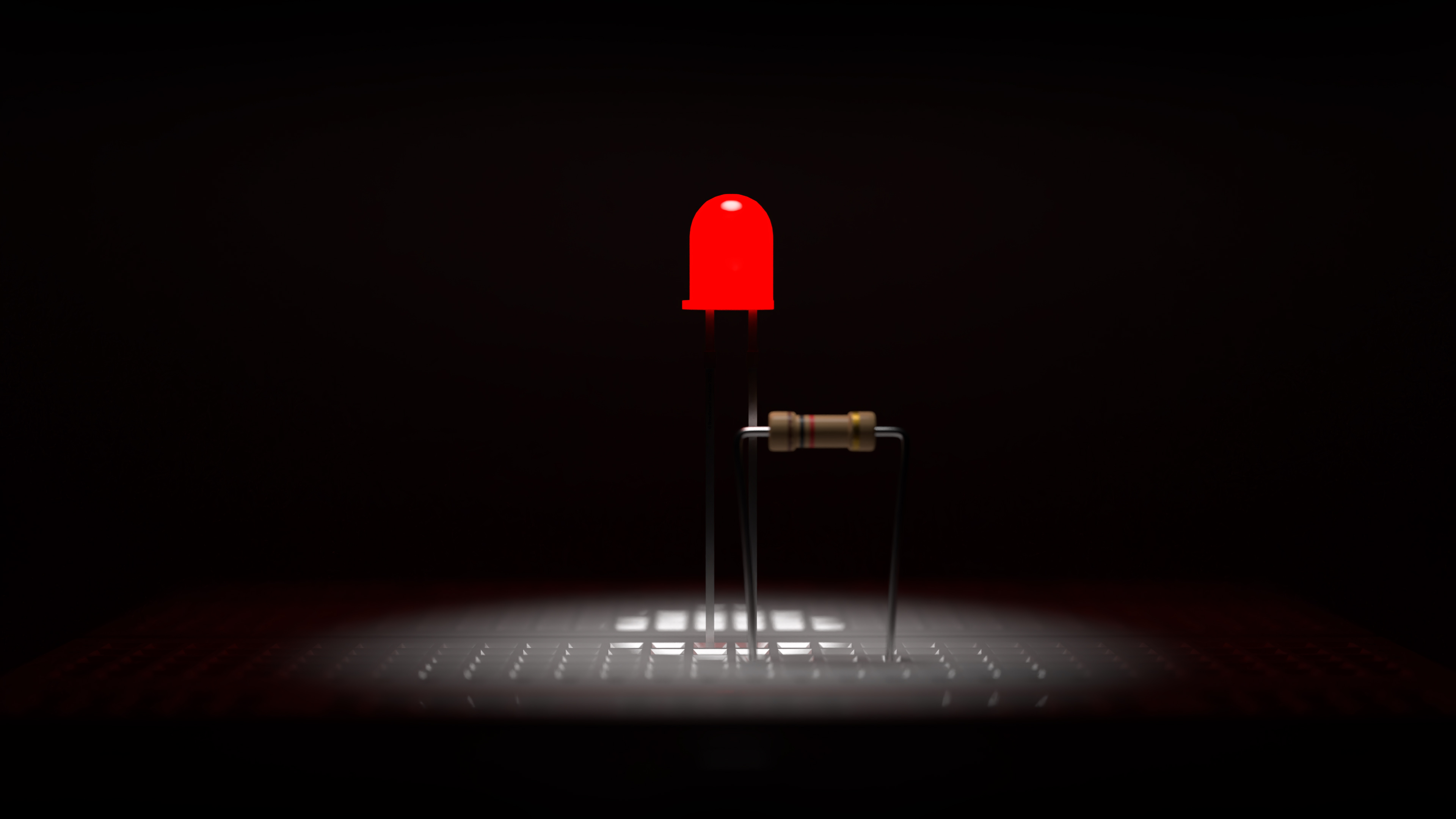 wide image of breadboard with electronics components to display what Breadboard Simulator offers